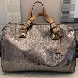 Micheal Kors Metallic Silver Satchel Purse
